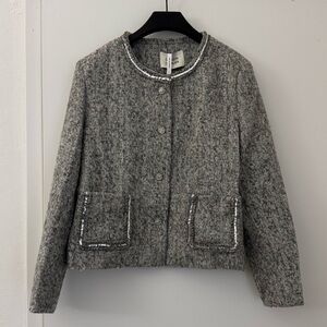 Charcoal Tweed Blazer with Metallic Trim NWT